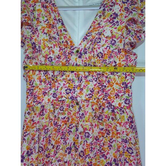 Julia Jordan Floral Ruffle Maxi Dress Women( 8) Multicolor V Neck Short Sleeve. - Picture 13 of 14